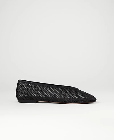 Ann Taylor Mesh Ballet Flat Size 6 Black Women's
