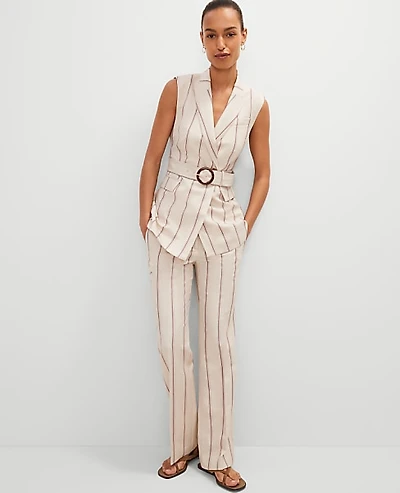 Ann Taylor The Petite Jayne Trouser in Pinstripe Size 2 Flax Women's