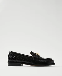 Ann Taylor Weekend Horsebit Croco Loafers Size 9 Black Women's