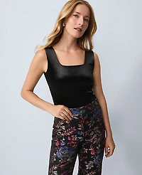 Ann Taylor Velvet Square Neck Tank Top Black Women's