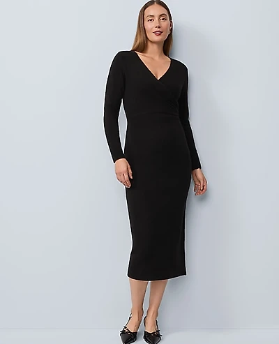 Ann Taylor Wrap Effect Sweater Sheath Dress Women's