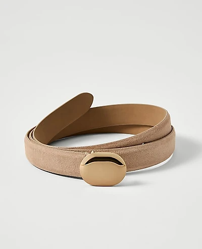 Ann Taylor Suede Oval Buckle Belt Size XL Natural Tan Women's