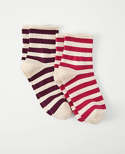 Ann Taylor Striped and Dotted Crew Sock Set Women's