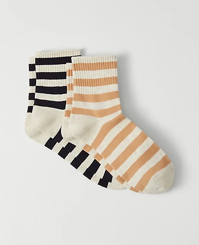 Ann Taylor Striped and Dotted Crew Sock Set Women's