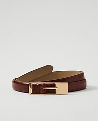 Ann Taylor Embossed Leather Belt Size Large Saddle Brown Women's