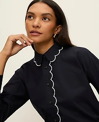 Ann Taylor Scallop Trimmed Shirt Women's