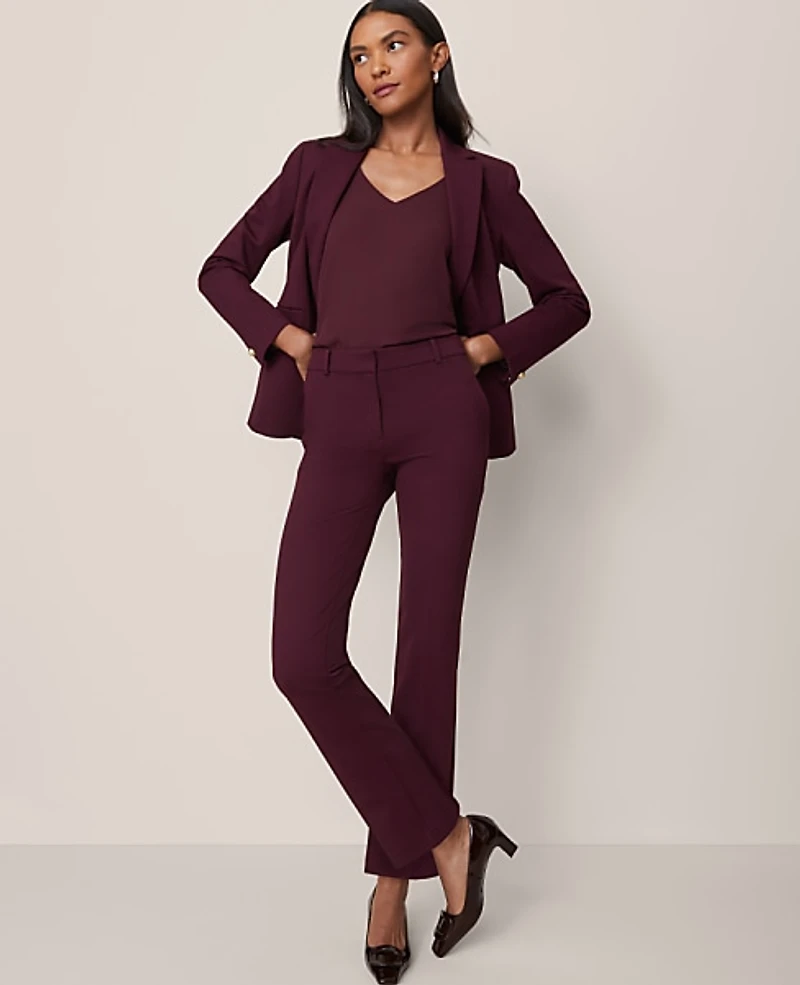 Ann Taylor The Petite Straight Pant in Ponte Size 2 Poised Plum Women's