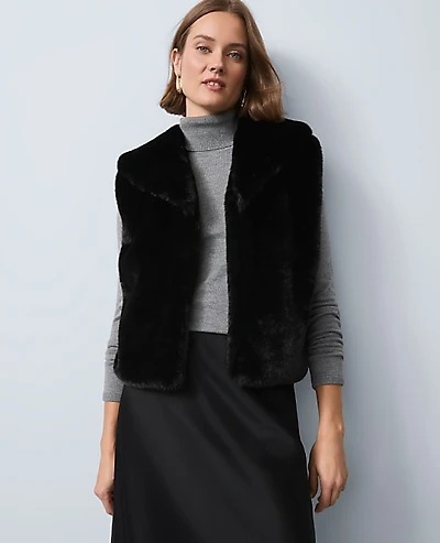 Ann Taylor Faux Fur Vest Women's