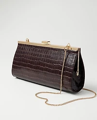 Ann Taylor Croco Rectangle Clutch Handbag Smoked Paprika Women's