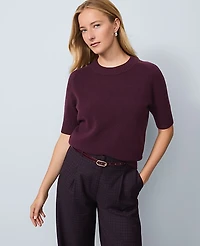 Ann Taylor Cashmere Sweater T-Shirt Deep Cabernet Women's
