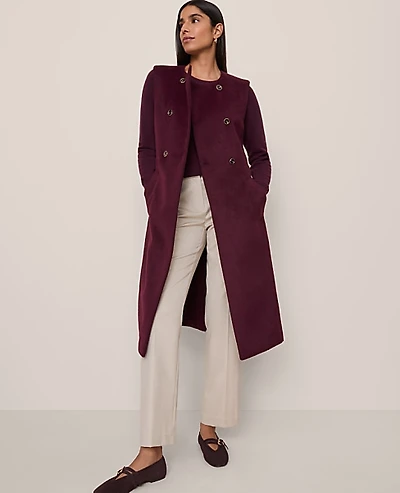 Ann Taylor Petite Belted Trench Vest Poised Plum Women's