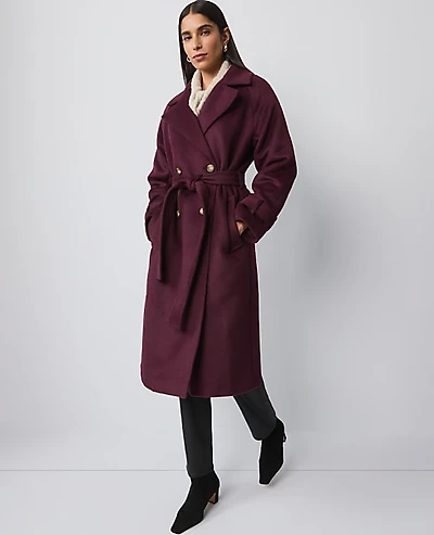 Ann Taylor Petite Belted Trench Coat Poised Plum Women's