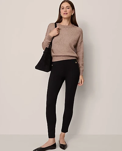 Ann Taylor The Seamed Button Legging Ponte Black Women's