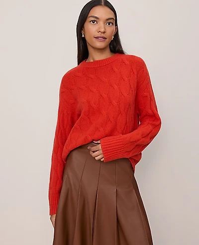 Ann Taylor Petite Cable Crew Neck Sweater Women's