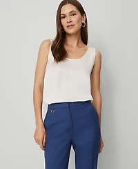Ann Taylor Petite Scoop Neck Tank Top Size Large Winter White Women's