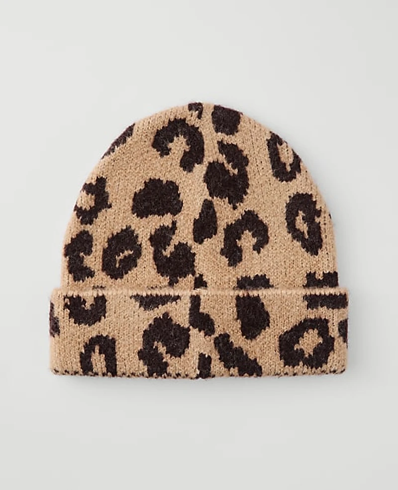Ann Taylor Weekend Animal Print Hat Brown Multi Women's