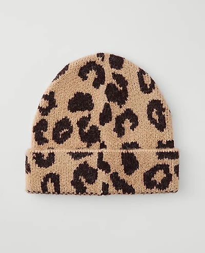 Ann Taylor Weekend Animal Print Hat Brown Multi Women's