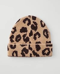 Ann Taylor Weekend Animal Print Hat Brown Multi Women's