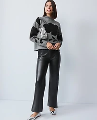 Ann Taylor The Straight Pant Faux Leather Black Women's
