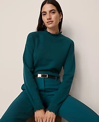 Ann Taylor Petite Ruffle Trimmed Mock Neck Sweater Women's