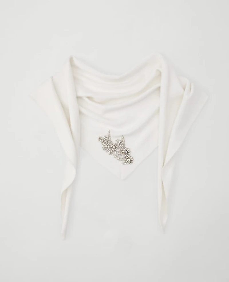 Ann Taylor Embellished Triangle Scarf Winter White Women's