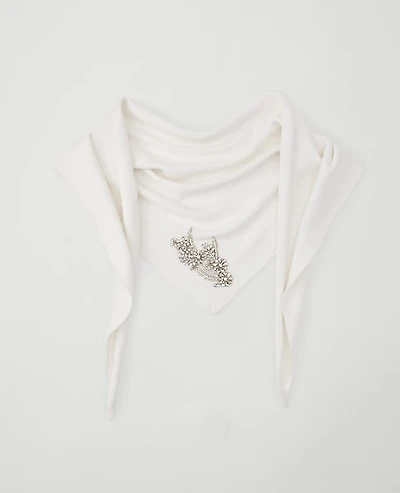 Ann Taylor Embellished Triangle Scarf Winter White Women's