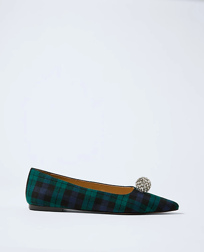 Ann Taylor Pointy Toe Embellished Flat Black Women's