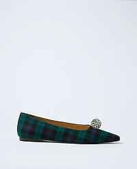 Ann Taylor Pointy Toe Embellished Flat Black Women's