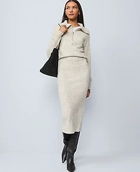Ann Taylor Weekend Sweater Pencil Skirt Speckled Grey Heather Women's