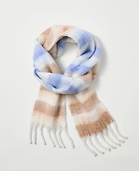 Ann Taylor Weekend Striped Blanket Scarf Pearl Shadow Women's