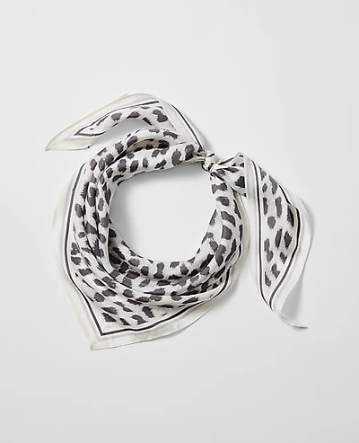Ann Taylor Animal Print Triangle Silk Scarf Winter White Women's