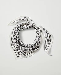 Ann Taylor Animal Print Triangle Silk Scarf Winter White Women's