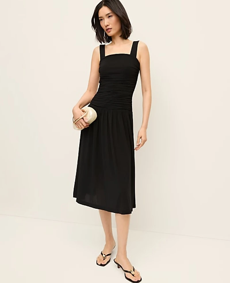Ann Taylor Ruched Midi Dress Women's