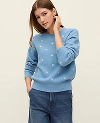 Ann Taylor Weekend Floral Embroidered Sweater Women's