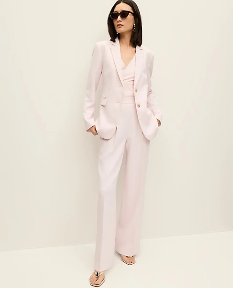 Ann Taylor The Side Zip Wide-Leg Pant Textured Crepe Women's