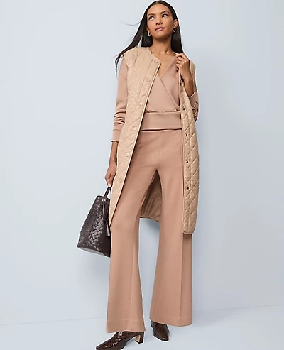 Ann Taylor Petite Weekend Easy Wide-Leg Pant in CloudPlush Size XS Flower Pot Women's