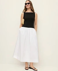 Ann Taylor Mixed Media Boatneck Midi Dress Black Women's