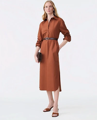 Ann Taylor Belted Midi Shirtdress Tortoise Shell Brown Women's