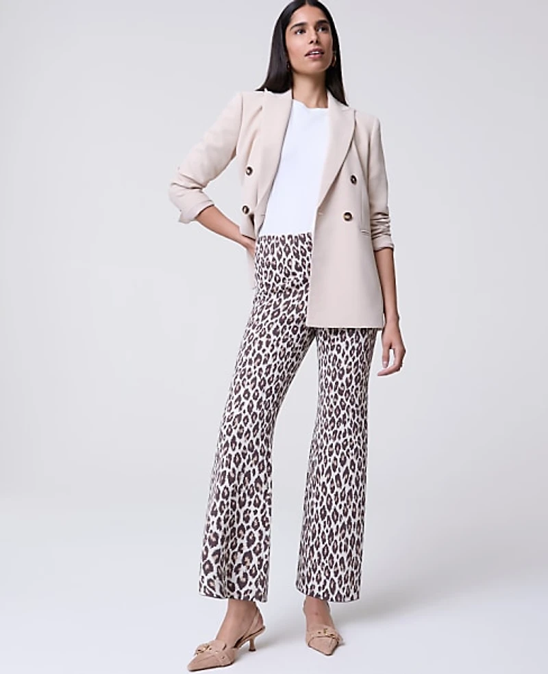 Ann Taylor The Flare Sweater Pant Animal Print Chocolate Brown Women's