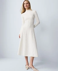 Ann Taylor Ribbed Mock Neck Sweater Dress Winter White Women's