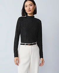 Ann Taylor Velvet Mock Neck Top Black Women's