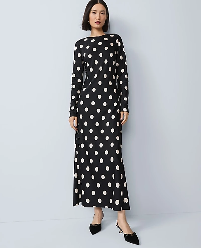 Ann Taylor Petite Dotted Satin Sheath Dress Size 0 Black Women's