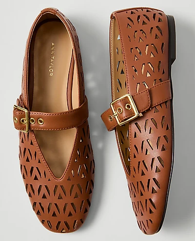 Ann Taylor Weekend Leather Mary Jane Ballet Flat Women's