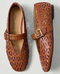 Ann Taylor Weekend Leather Mary Jane Ballet Flat Women's