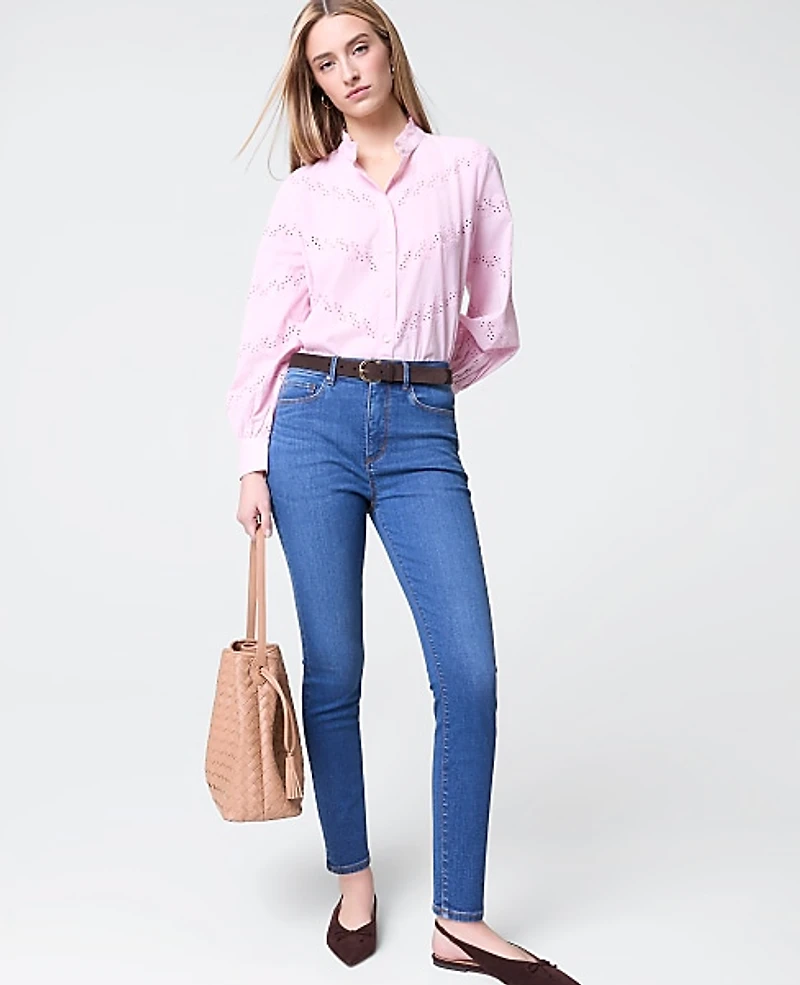 Ann Taylor The Petite Skinny Jean Classic Mid Wash Women's