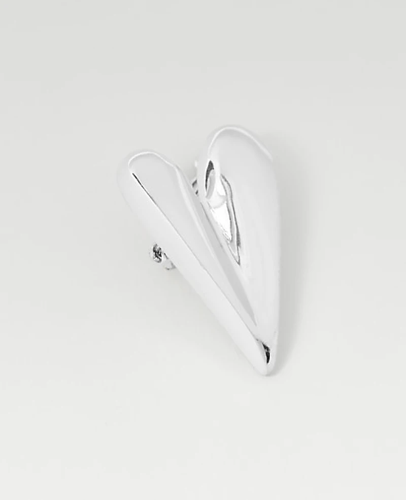 Ann Taylor Metal Heart Brooch Silvertone Women's
