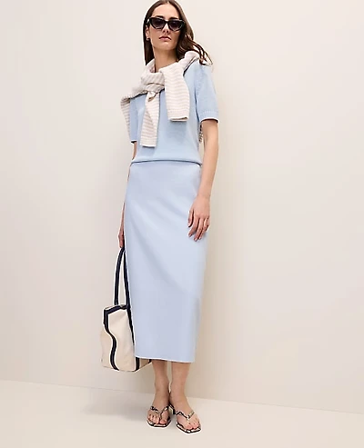 Ann Taylor The Clean Midi Skirt Linen Blend Women's