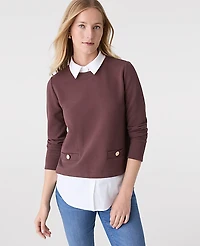Ann Taylor Petite Layered Mixed Media Top Women's