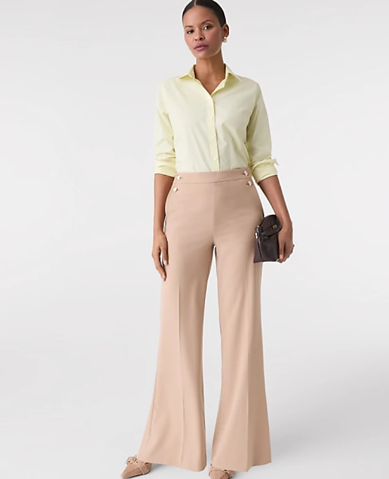 Ann Taylor The Petite Everyday Sailor Wide-Leg Pant Cafe Au Lait Women's