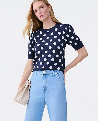 Ann Taylor Dotted Sweater T-Shirt Night Sky Women's